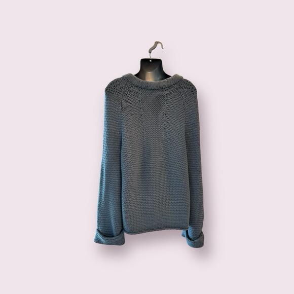 The Reset R Label Blue Airy Oversized V Neck Knit Sweater Womens Medium - Picture 2 of 6